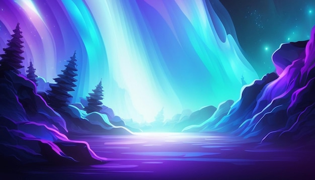 Aurora rainbow color background landscape