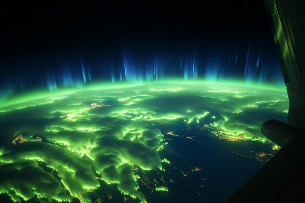 Auroras australis seen from airplanes