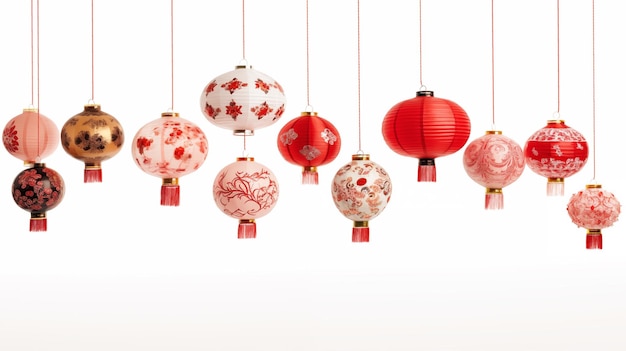 Auspicious lanterns radiate cultural charm their vibrant hues and intricate designs symbolizing pos