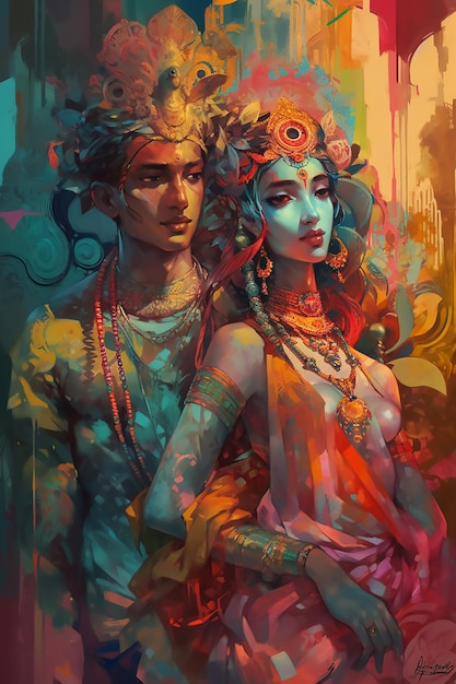 ヒンドゥー教の神と女神の縁起の良い像