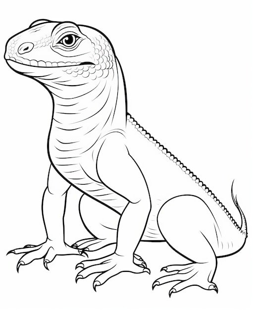 Photo aussie adventure clean and minimalistic coloring page featuring a cute goanna
