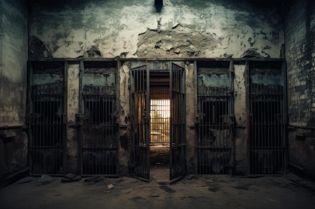 Photo austere prison doors generate ai