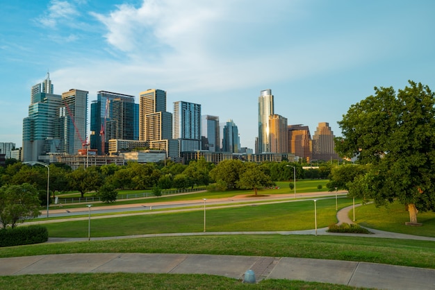 Austin park texas downtown on summer day