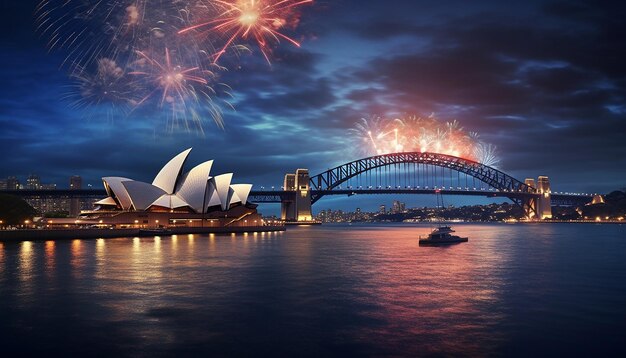 Australia day celebrations a dramatic scene of fireworks over sydney harbour capturing the sydney