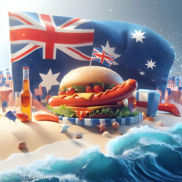 Australia day concept as a 3D illustration