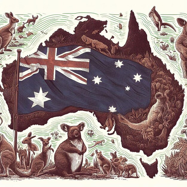 Photo australia day design with australia map and flag