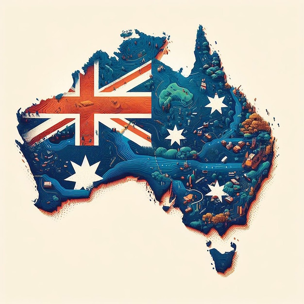 Photo australia day design with australia map and flag