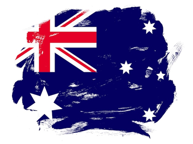 추상 페인트 흰색 선 브러시 배경에 호주 국기