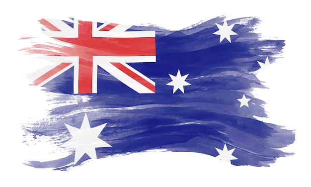 호주 국기 브러시 스트로크, 흰색 바탕에 국기