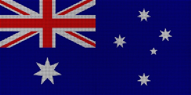 Australia flag painted colors on a brushed metal plate