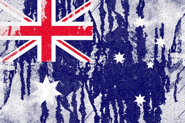 australia flag painted on old distressed concrete wall background