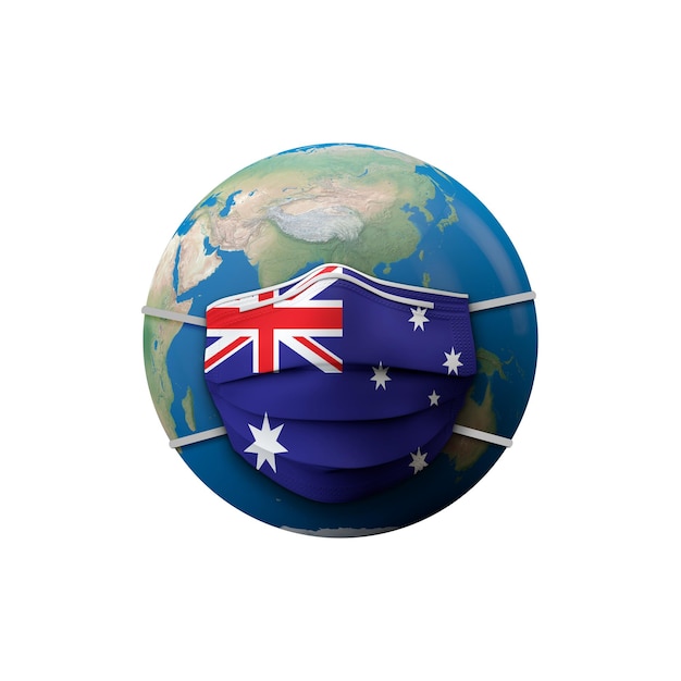 Australia flag protective medical mask d rendering