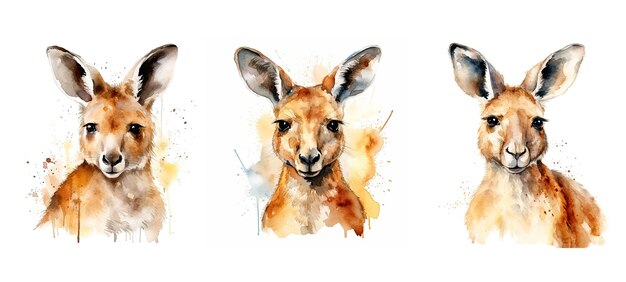 Photo australia kangaroo watercolor ai generated animal background nature wallaby wild cute australia kangaroo watercolor illustration