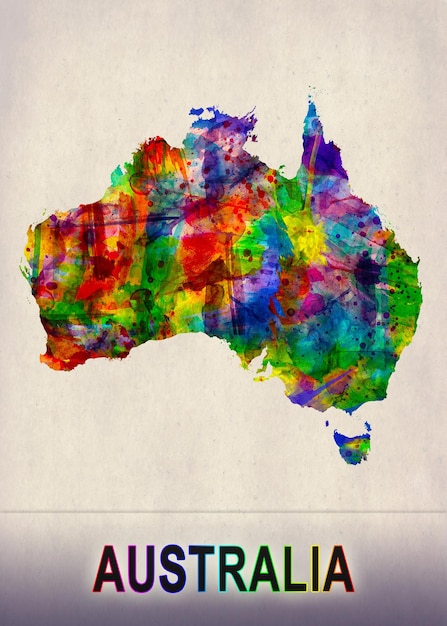 Photo australia map in watercolor