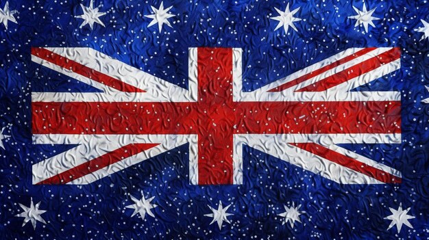 Photo australia national flag cloth fabric waving on the sky image