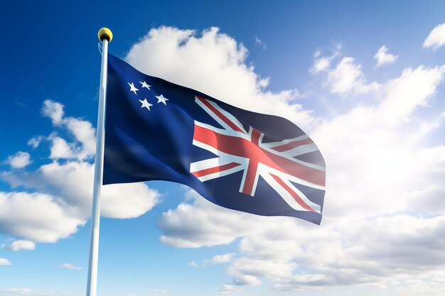 Australia national flag waving in beautiful sky