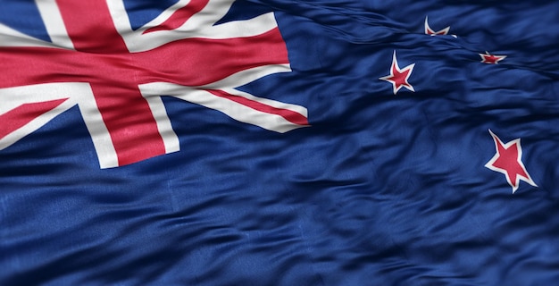 The Australia and Oceania flag of the country of New Zealand is wavy