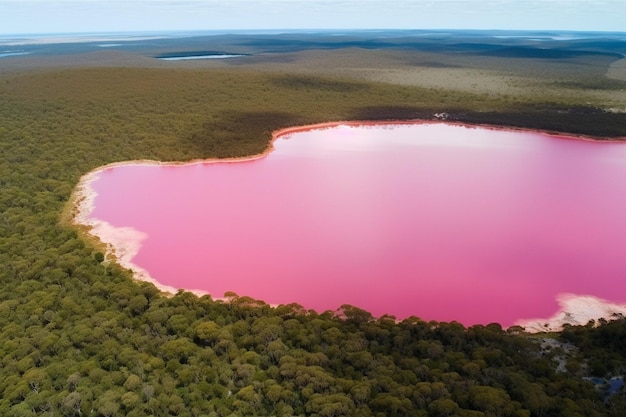 Photo australia pink lake generative ai