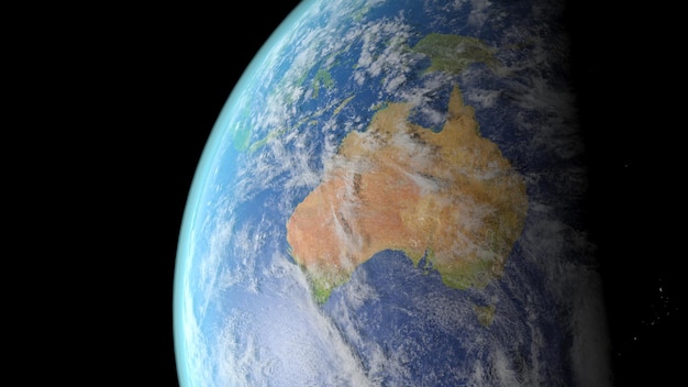 宇宙の3Dレンダリングから見たオーストラリア