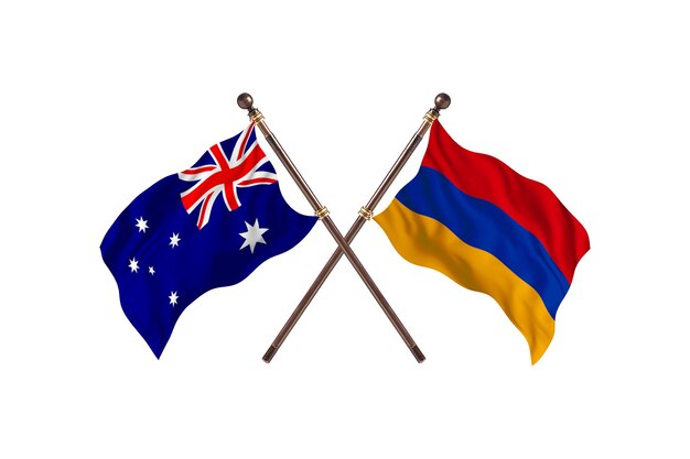 Australia versus Armenia Flags Background