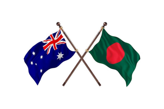 Australia versus Bangladesh Flags Background