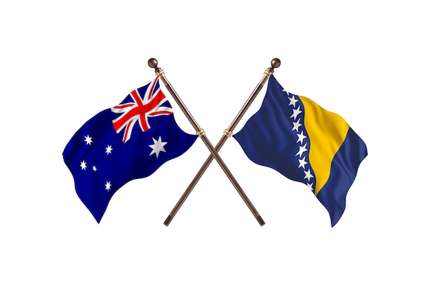 Australia versus Bosnia and Herzegovina Flags Background