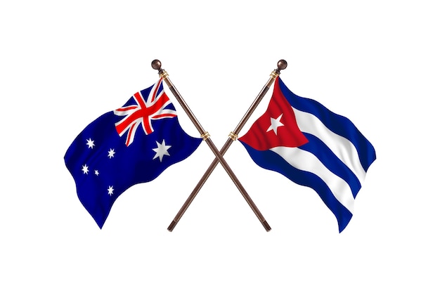 Australia versus Cuba Flags Background