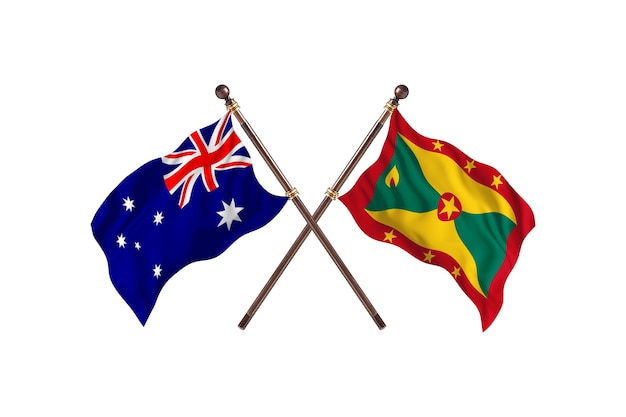 Australia versus Grenada Flags Background