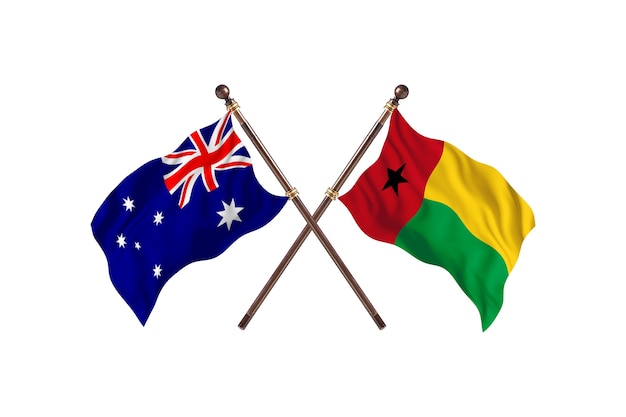 Australia versus Guinea Flags Background