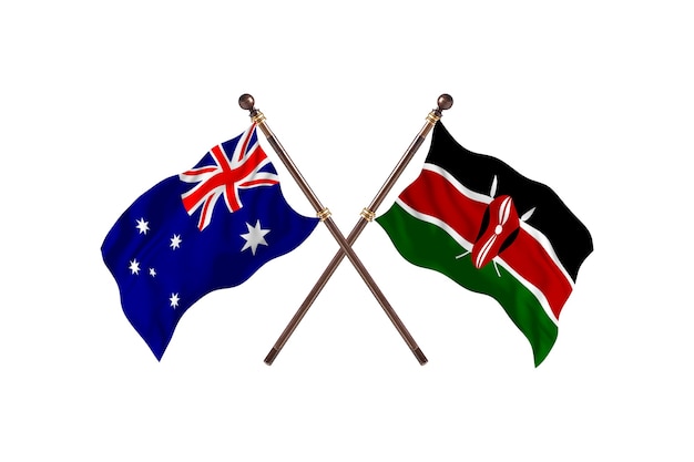 Australia versus Kenya Flags Background