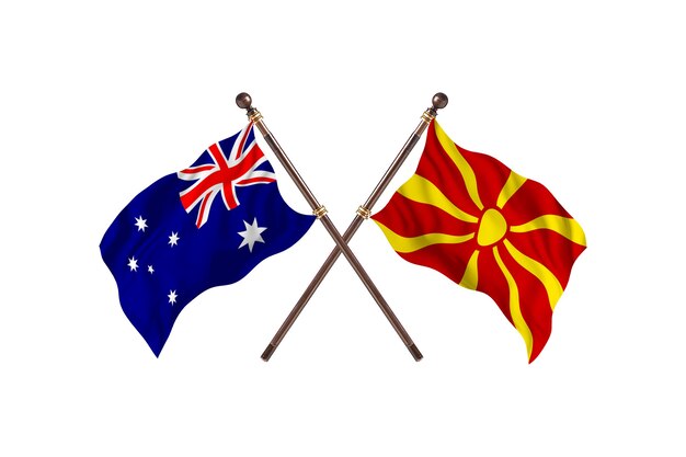 Australia versus Macedonia Flags Background