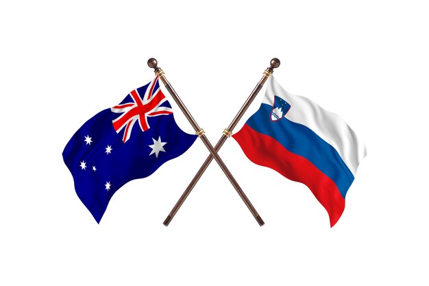 Australia versus Slovenia Flags Background