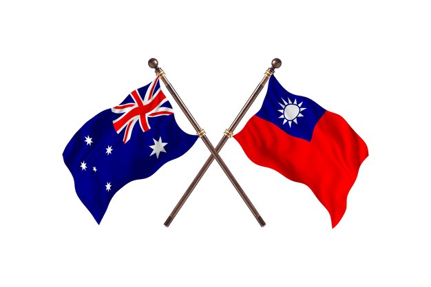 Australia versus Taiwan Flags Background