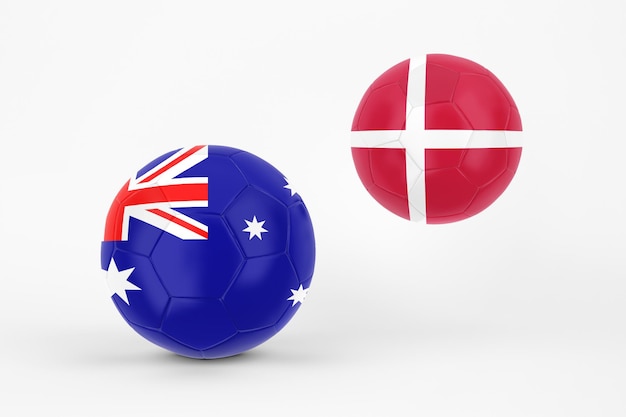 Australia VS Denmark In White Background