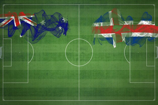 Australia vs Iceland Soccer Match national colors national flags soccer field football game Competition concept Copy space