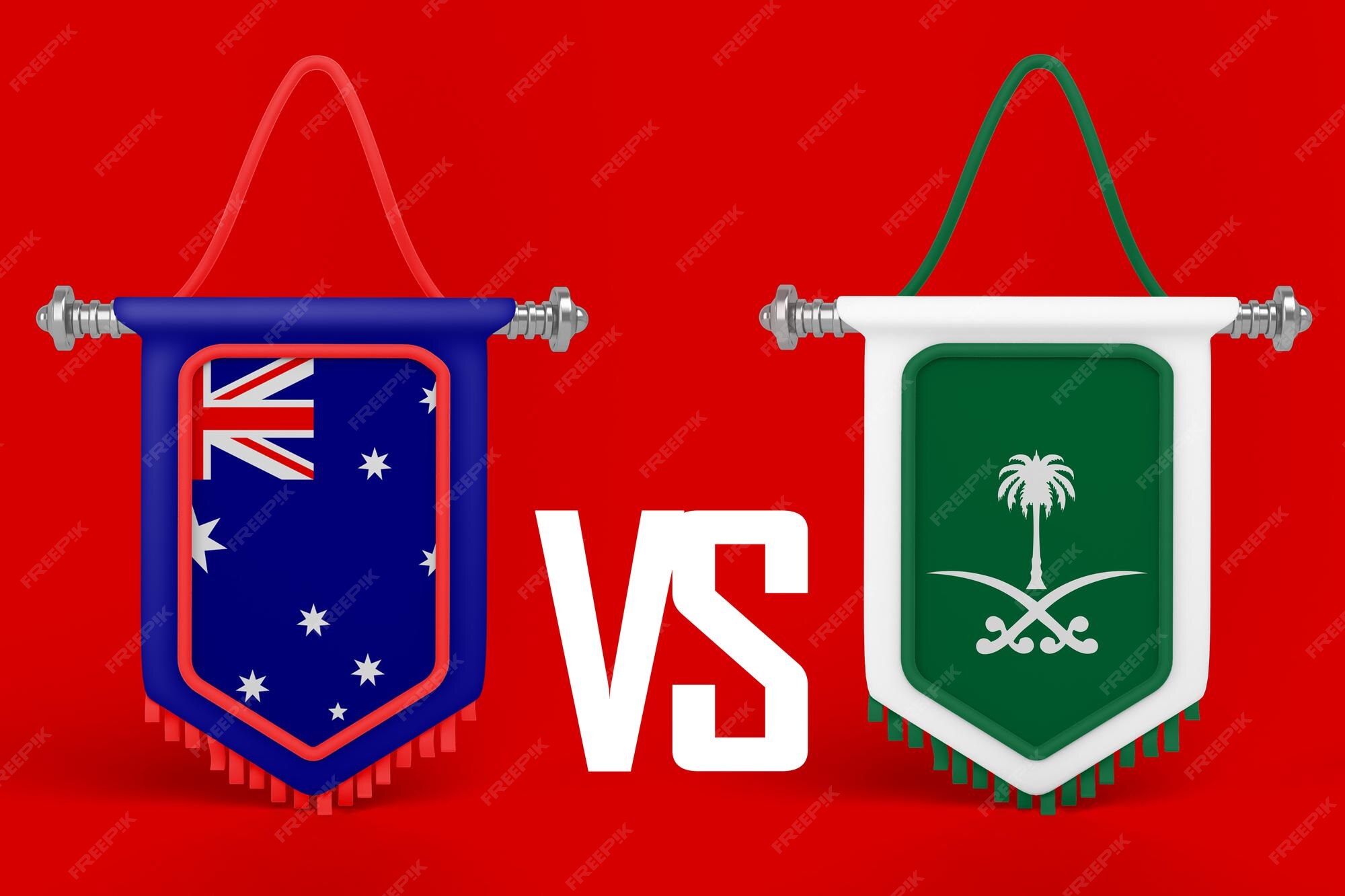 Premium Photo | Australia vs saudi arabia flag banner world cup 