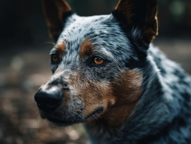 Generative AI 기술로 생성된 Australian Cattle Dog 클로즈업