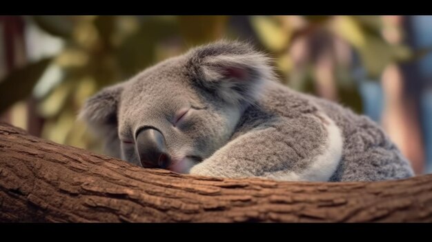 Photo australian fauna animal sleeping on tree