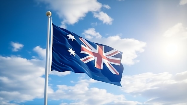 australian flag flattering in the sky