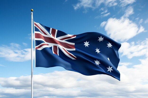 Австралийский флаг размахивает над Пертом Водой участок реки Лебедь и центральный деловой район Перта от Кингс-парка самое популярное место для посетителей в WA Голубое небо Перта горизонт воздушный