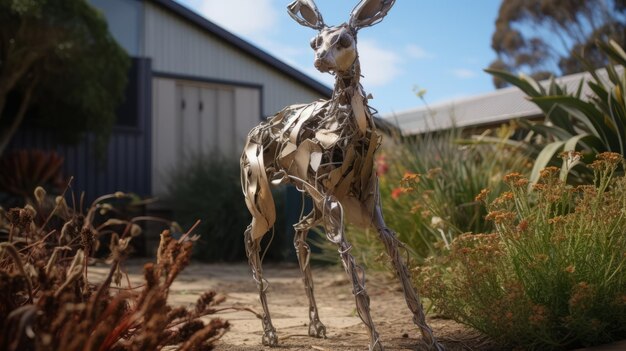 Photo australian landscape sculpture deer in silver and brown style