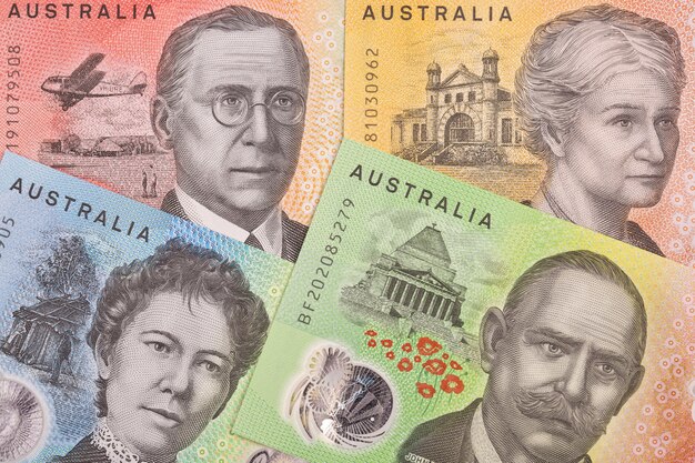 Australian money a background with new series of banknotes