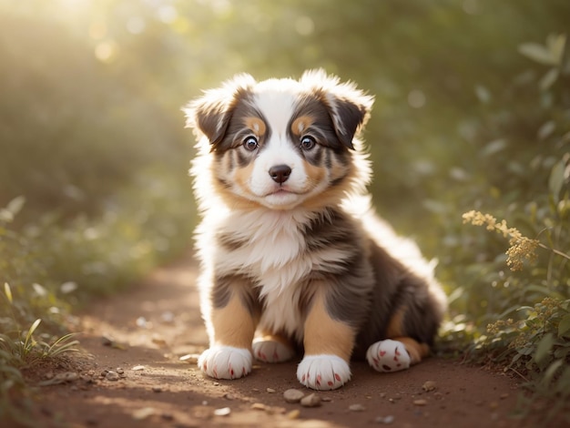 Australian Shepherd baby dog generative ai