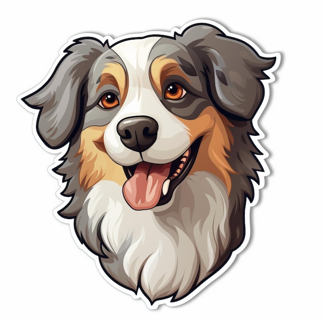 Australian Shepherd Dog Head Sticker Vector Illustration