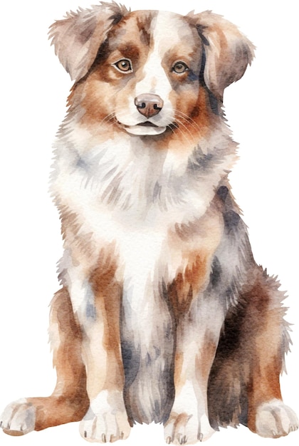 Australian shepherd dog watercolor