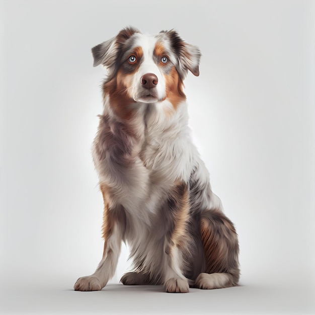 Australian Shepherd. Realistic illustration of dog isolated on white background. Dog breeds