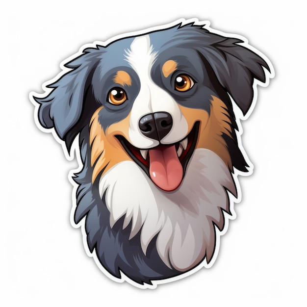 Australian Shepherd Sticker Colorful 2d Game Art Illustration In 8k Resolution