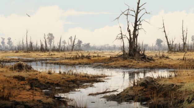 写真 オーストラリアのトナリズム 収準備の沼地 イラストレーション ラヴェランド・ルエシュ