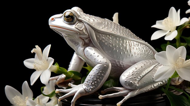 Premium Photo | Australian white tree frog sitting on flower UHD WALLPAPER