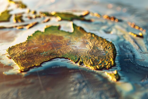 Photo australias prominence on world map emphasized